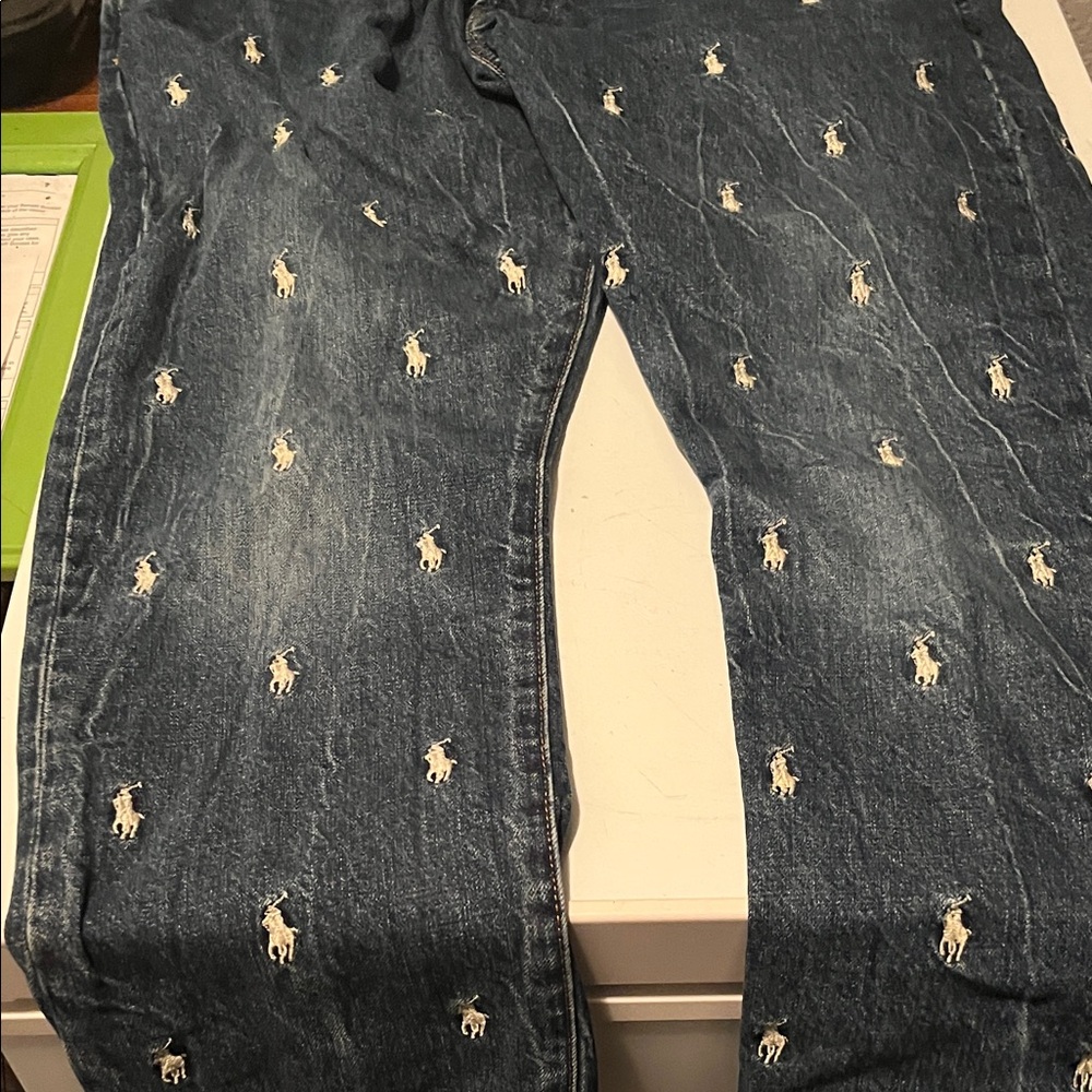 Polo Ralph Lauren Blue Jeans with White Pattern